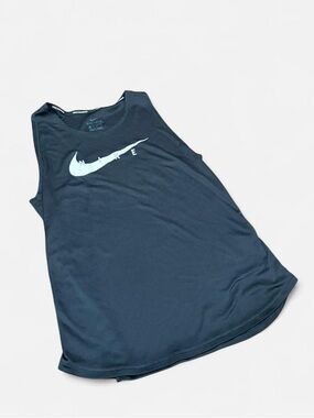 Nike Black Tank Top with White Nike Swoosh and Dri-FIT Print